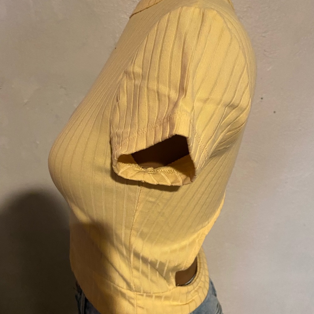 Yellow Ribbed Women's Top - Picture 2 of 3